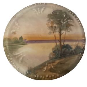 Nippon Hand Painted Plate Ceramic Antique Teapot Trivet - 6"